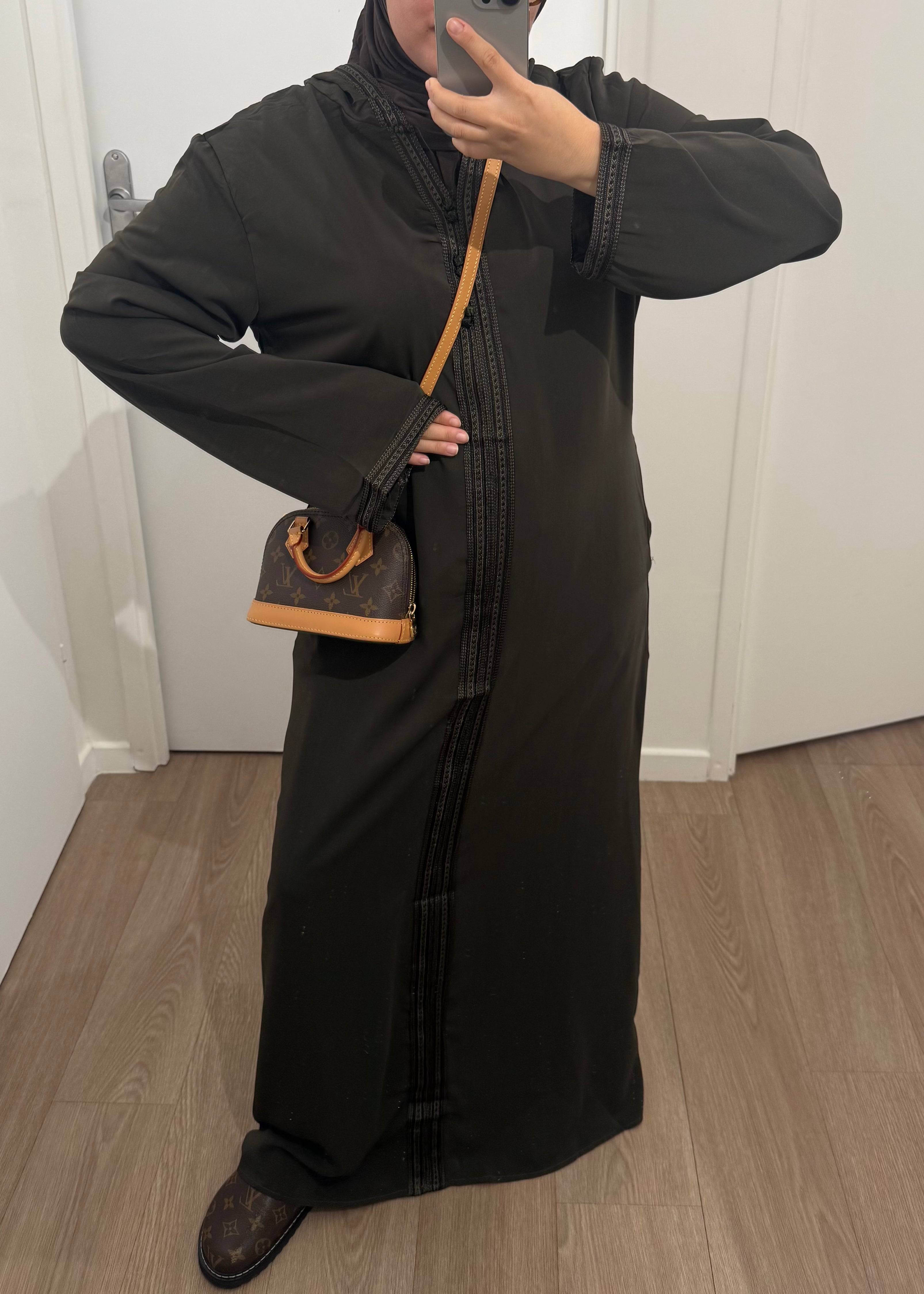 Jellaba Kaki à Capuche